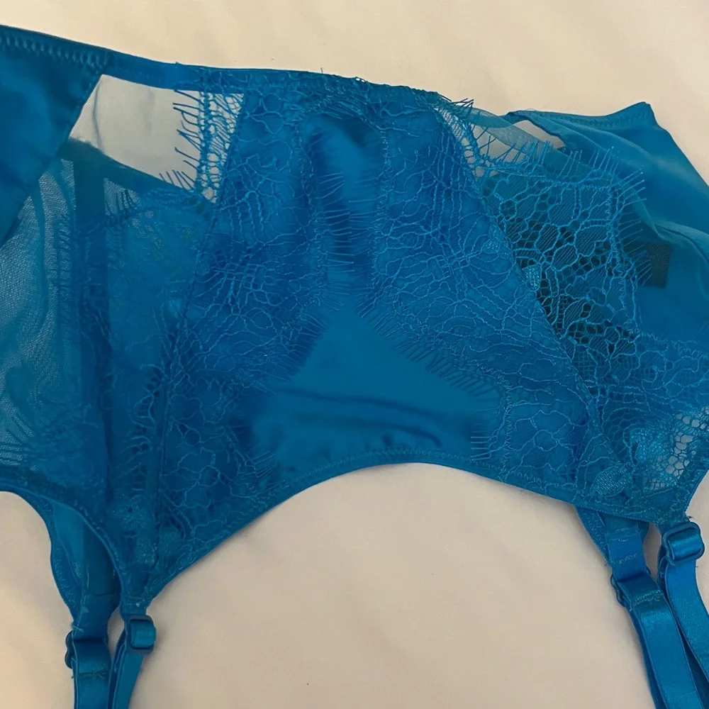 Ann Summers The Siren Waspie Garter Belt XS blue